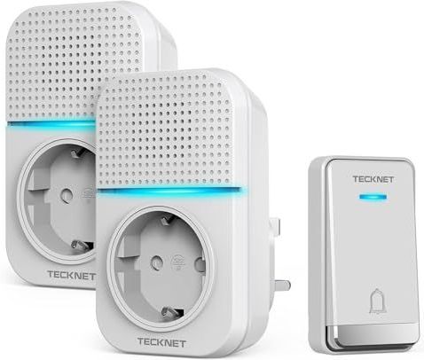 TECKNET - Draadloze Deurbel - IP65 Waterdicht - 400 m Bereik - 60 Melodieën - 5 Volumeniveaus