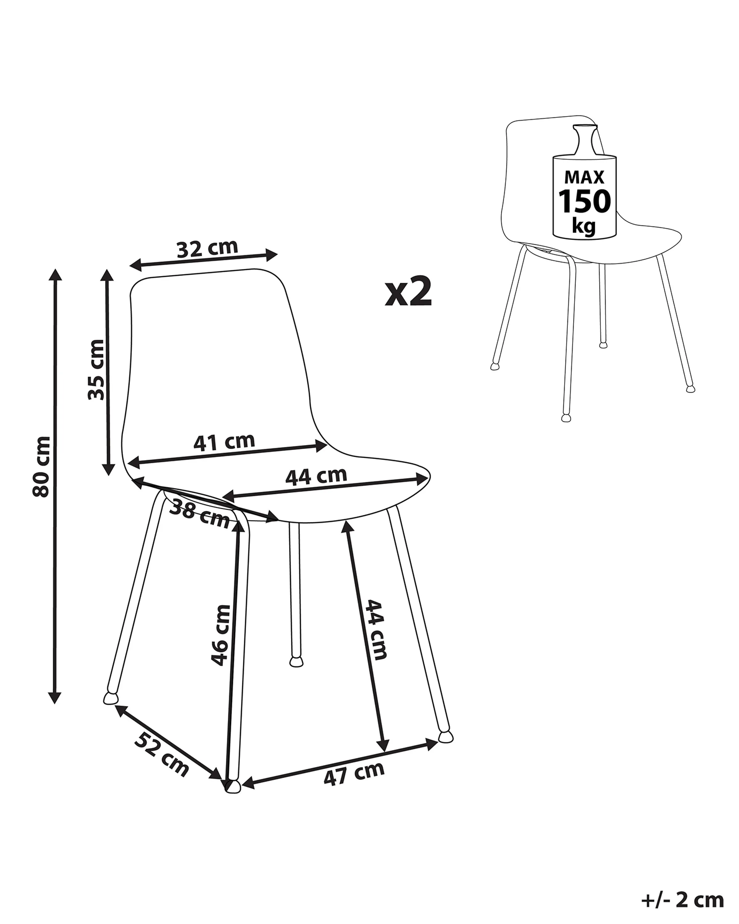 Set van 2 eetkamerstoelen LOOMIS Wit