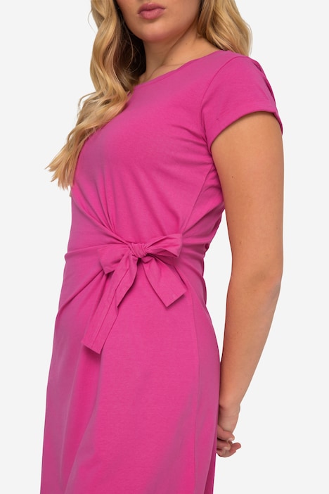Jerseykleid, Zierknoten, Rundhalsausschnitt, Halbarm