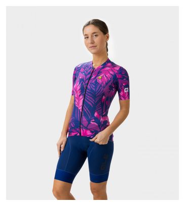 Maillot Manches Courtes Femme Alé Leaf Rose/Bleu