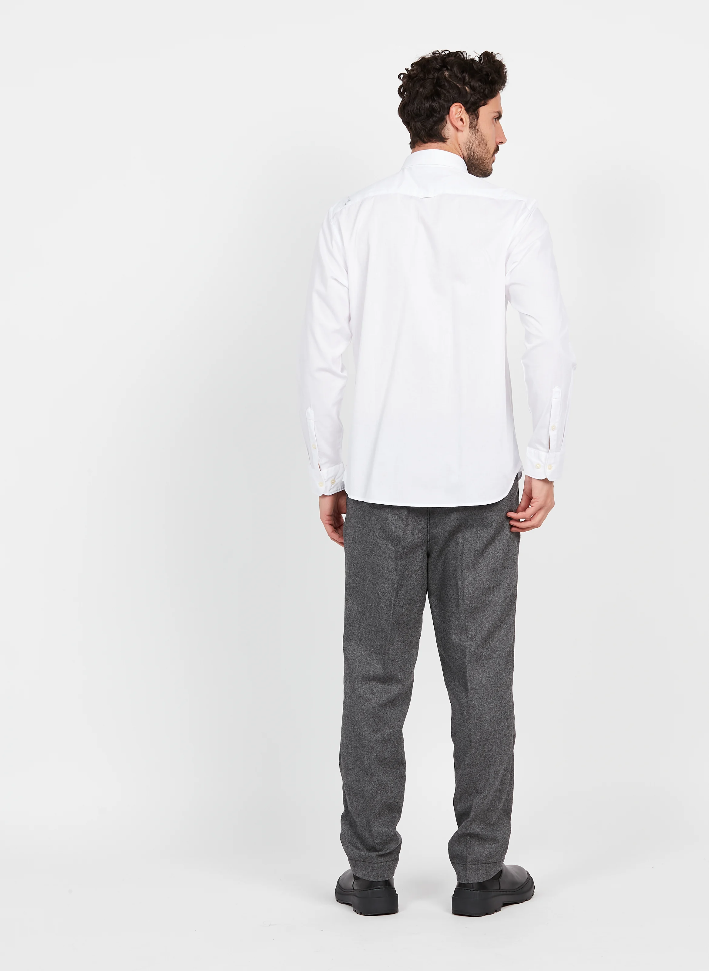 Chemise col américain regular-fit en coton | Blanc