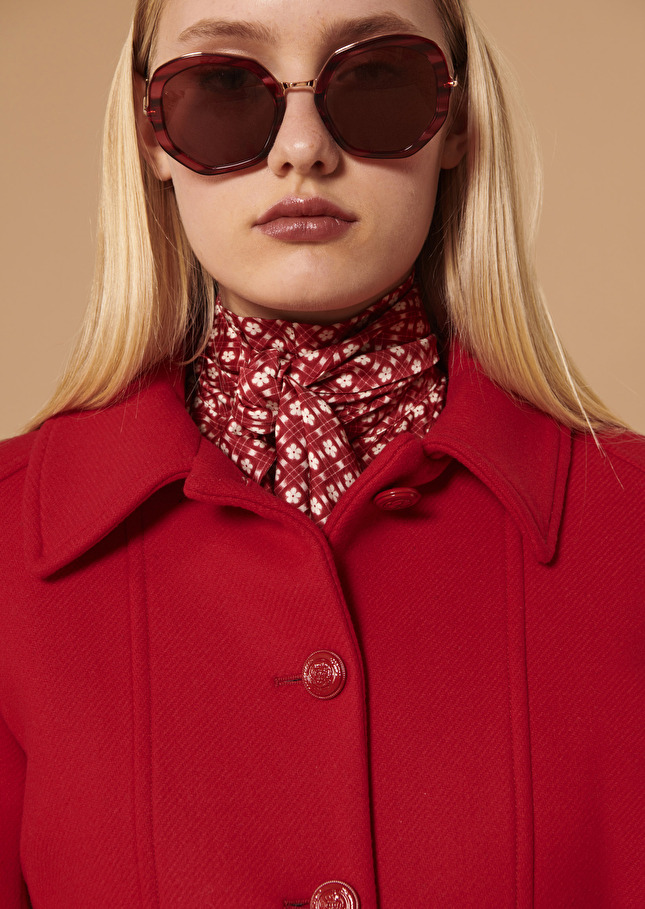 Manteau Majarouge en velours de laine
