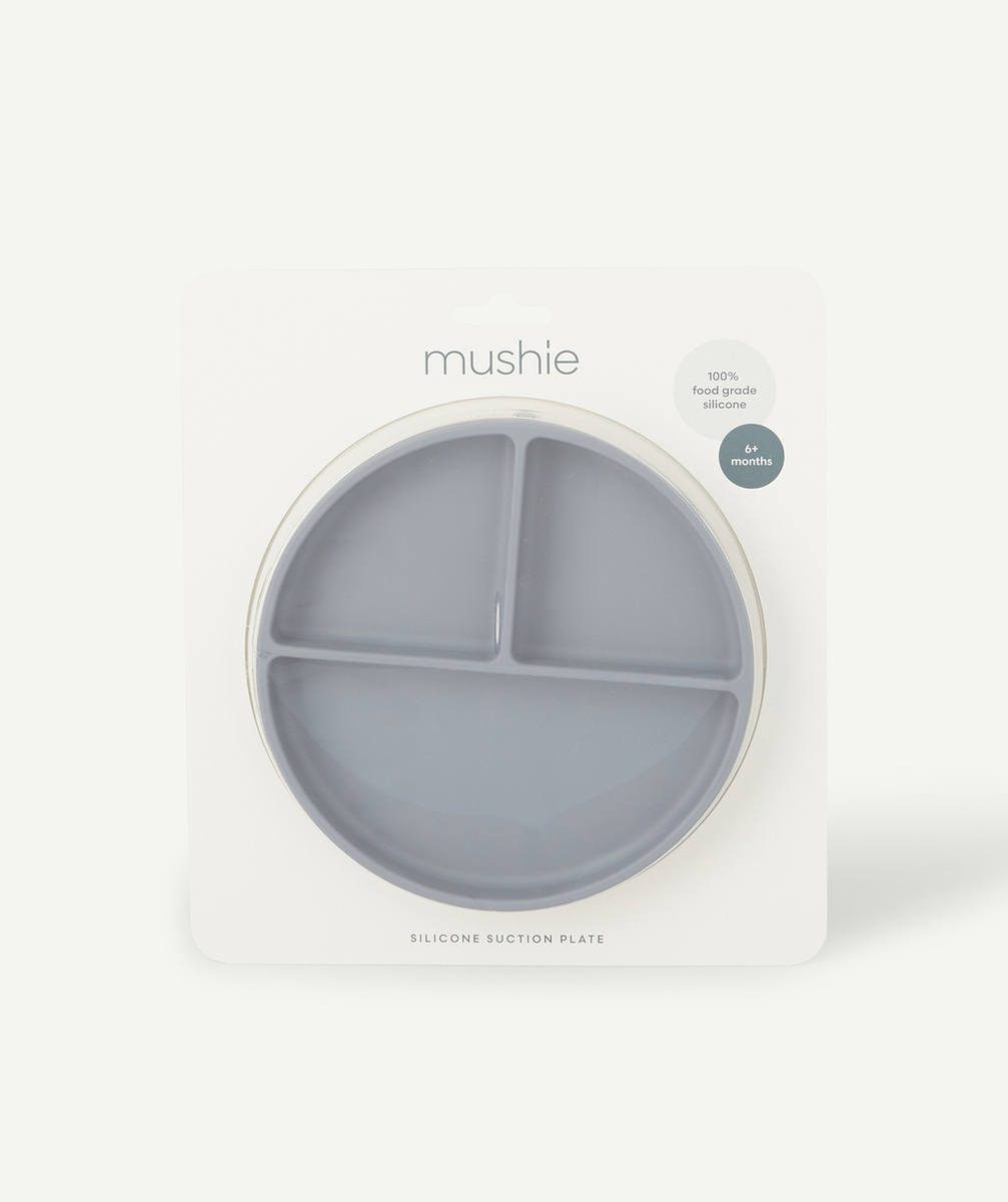MUSHIEASSIETTE VENTOUSE GRISE EN SILICONE BÉBÉ