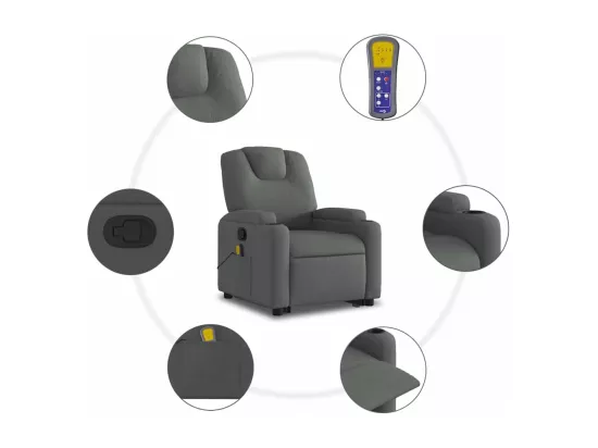 Fauteuil massant inclinable Gris foncé Tissu