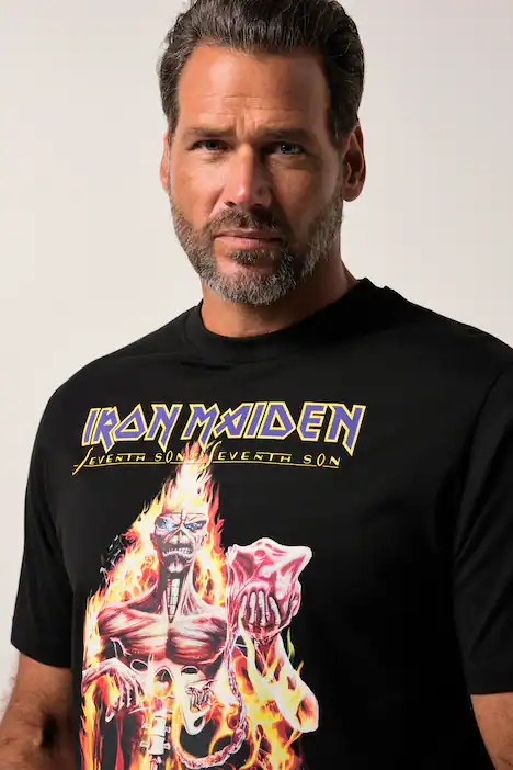 JP1880 T-Shirt, Bandshirt, Halbarm, Iron Maiden, bis 8 XL, schwarz | Ulla Popken