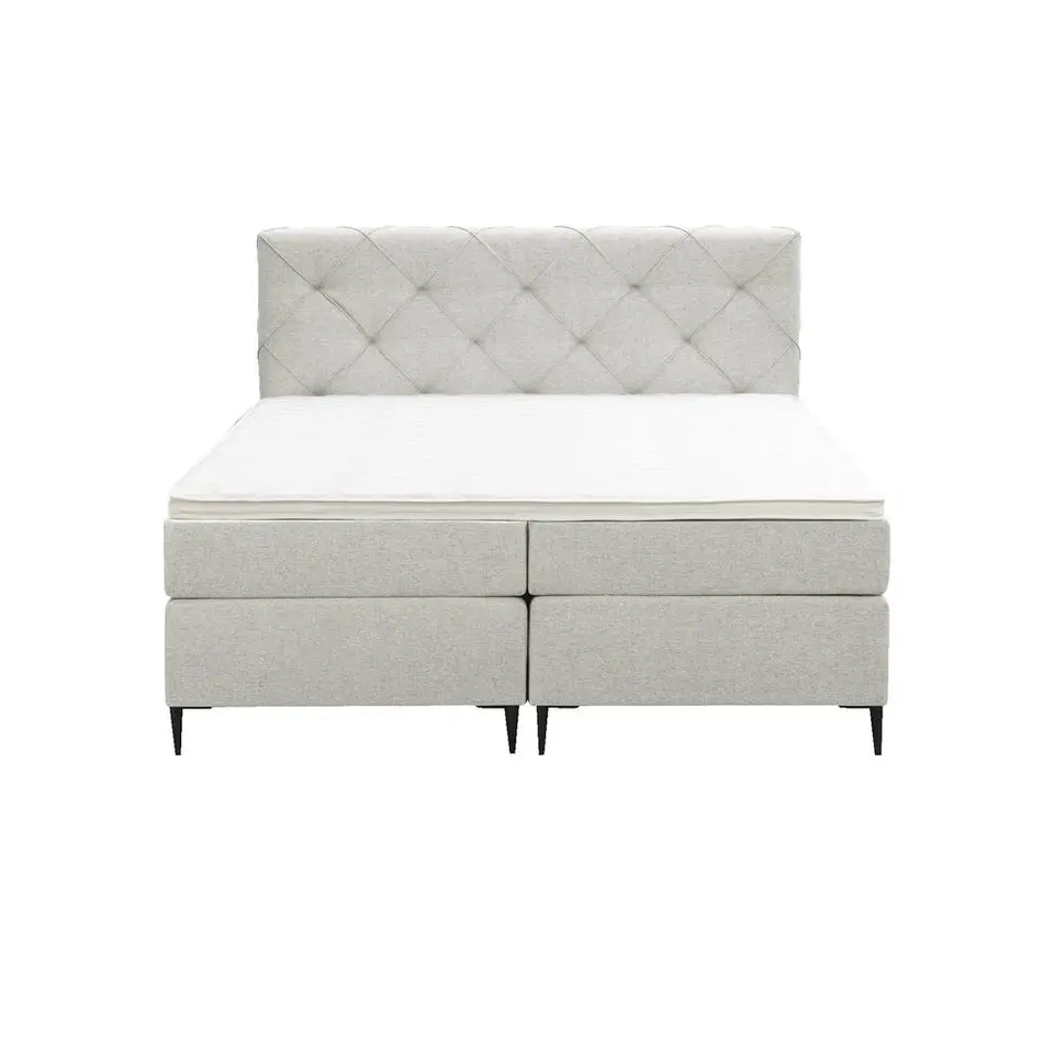 Boxspring Liv geruit - ecru - 160x200 cm - slanke poot
