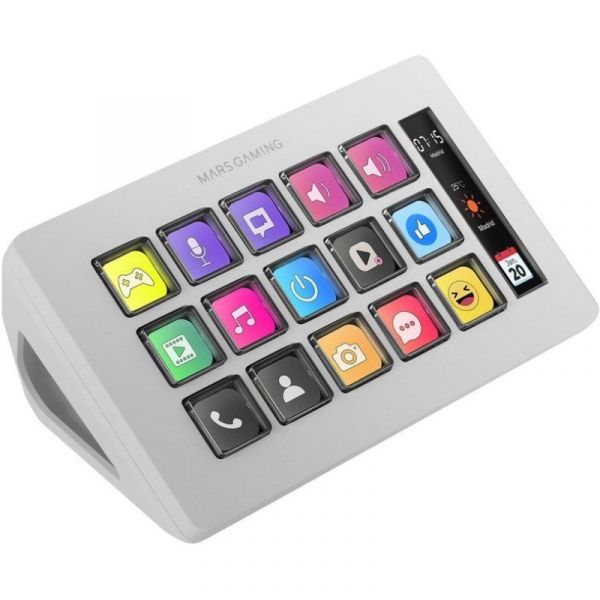 Mars Gaming MSD-One Stream Deck Slim 15 Teclas LCD Personalizáveis Branco
