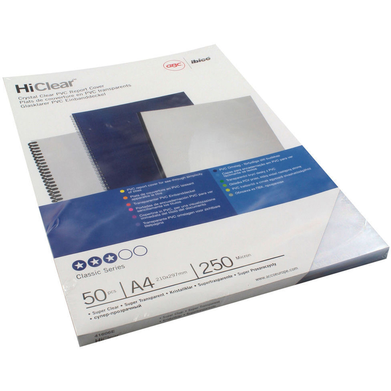 GBC Einbandfolien HiClear, 250 mic, A4, transparent, 50 Stück