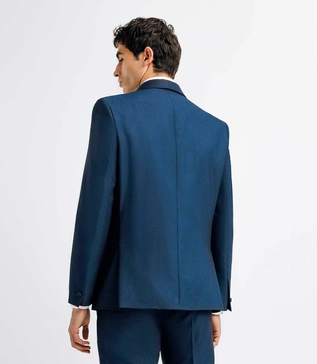 Costume cérémonie avec un col châle bleu