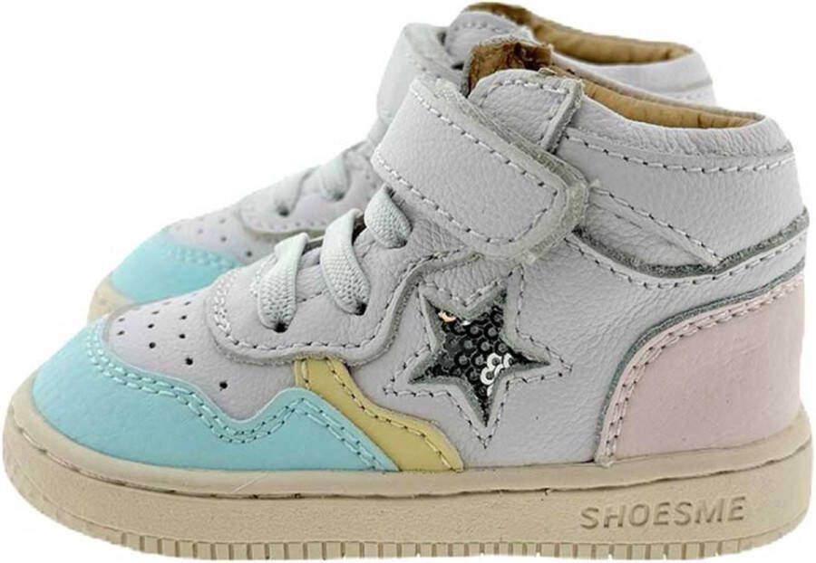 Shoesme leren sneakers wit blauw roze Meisjes Leer Meerkleurig 22