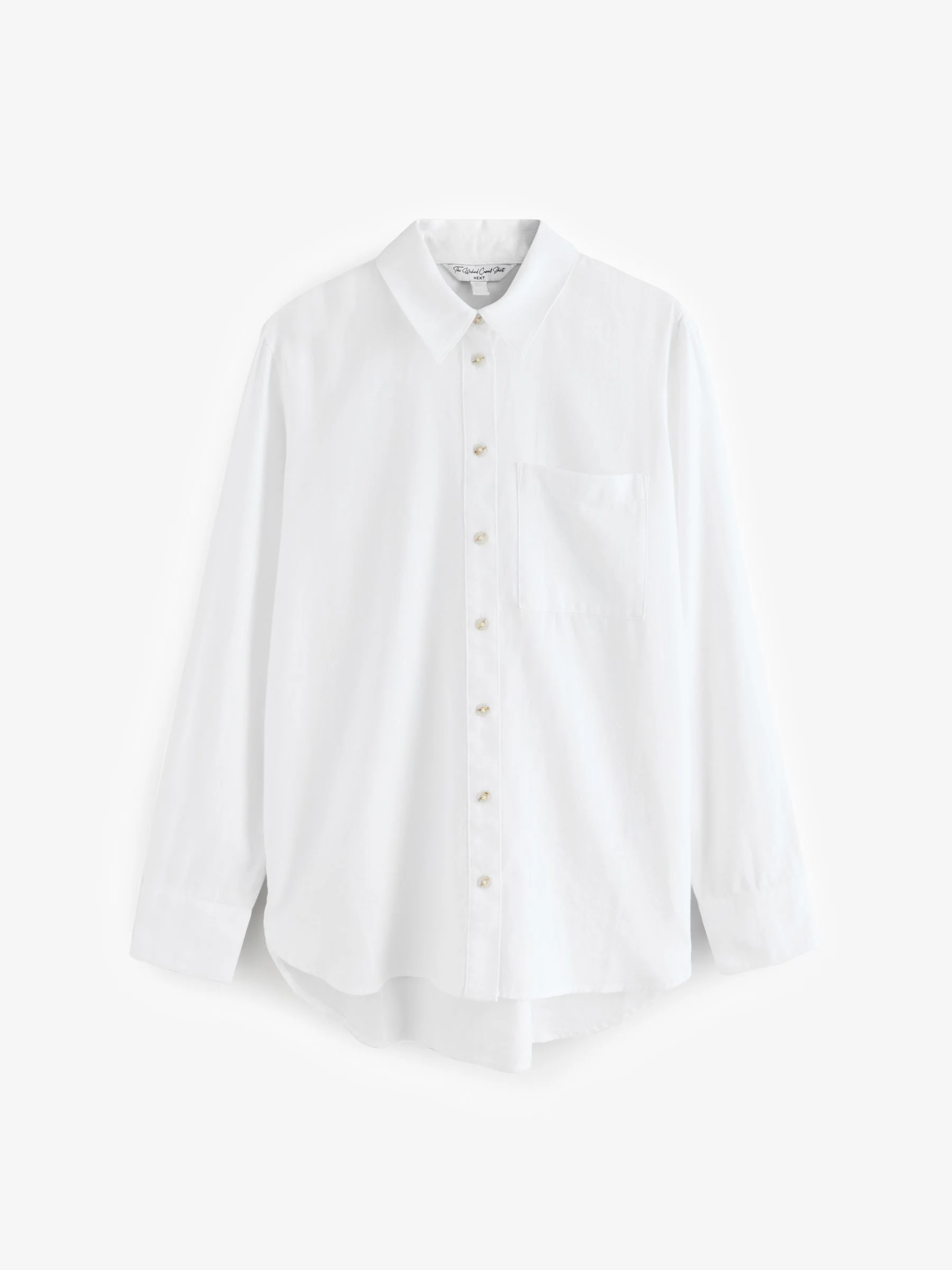 Wit - Ruimvallend 100% katoenen button-down casual overhemd met lange mouwen