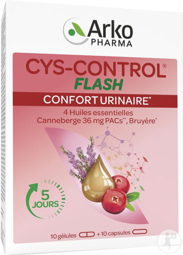 Arkopharma Cys-Control Flash Confort Urinaire Huiles Essentielles 20 Gélules