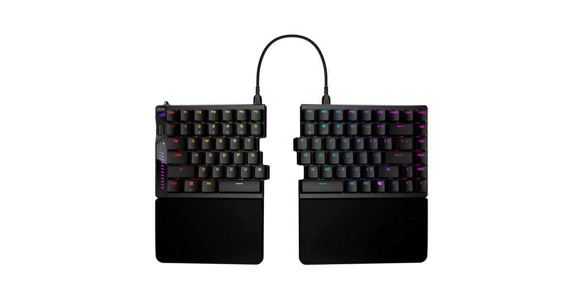 ASUSROG Falcata, gaming toetsenbord  (Zwart, US lay-out, ROG HFX V2, 75%, RGB, USB-C / 2.4GHz / Bluetooth 5.0)