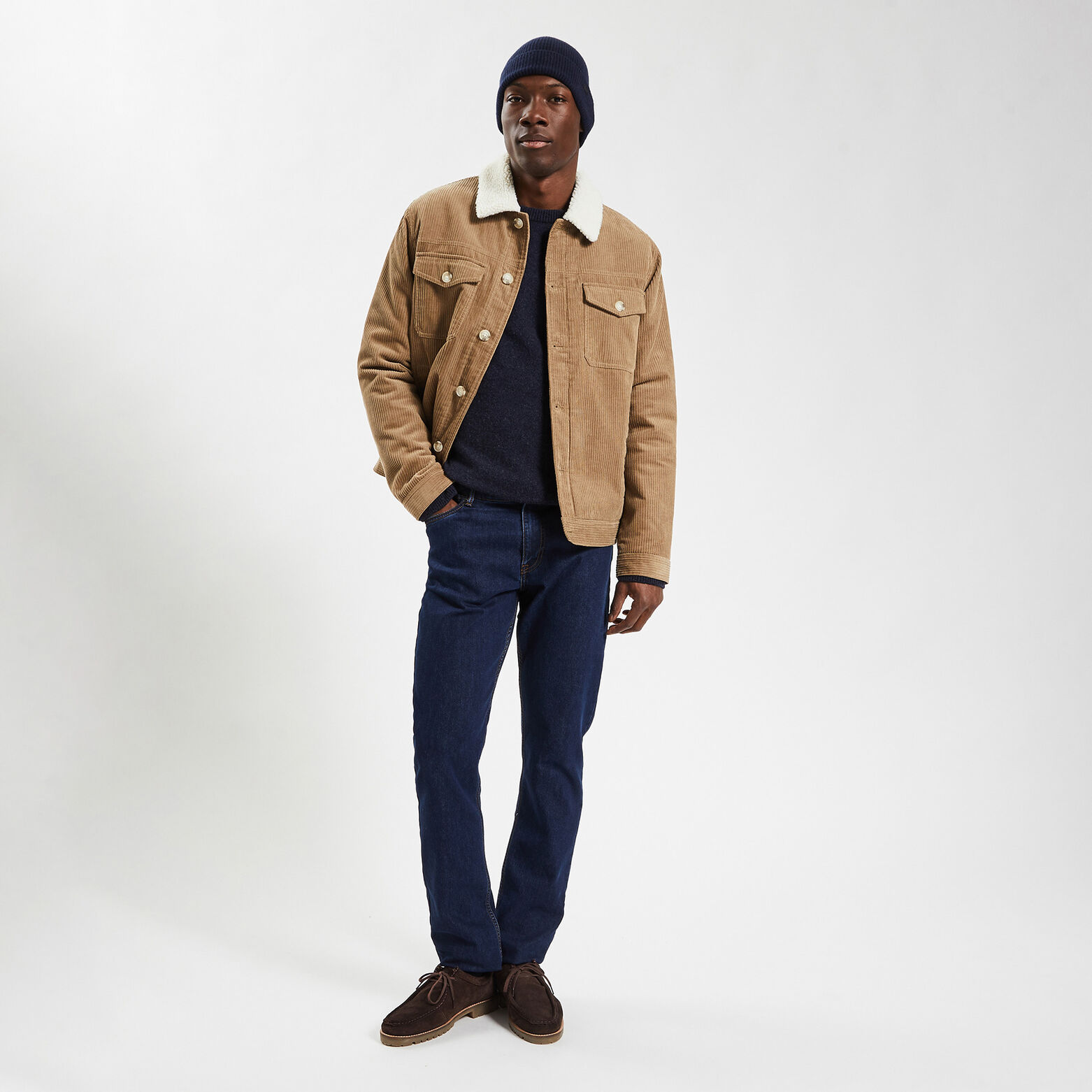 Pull à col rond uni Bleu moyen