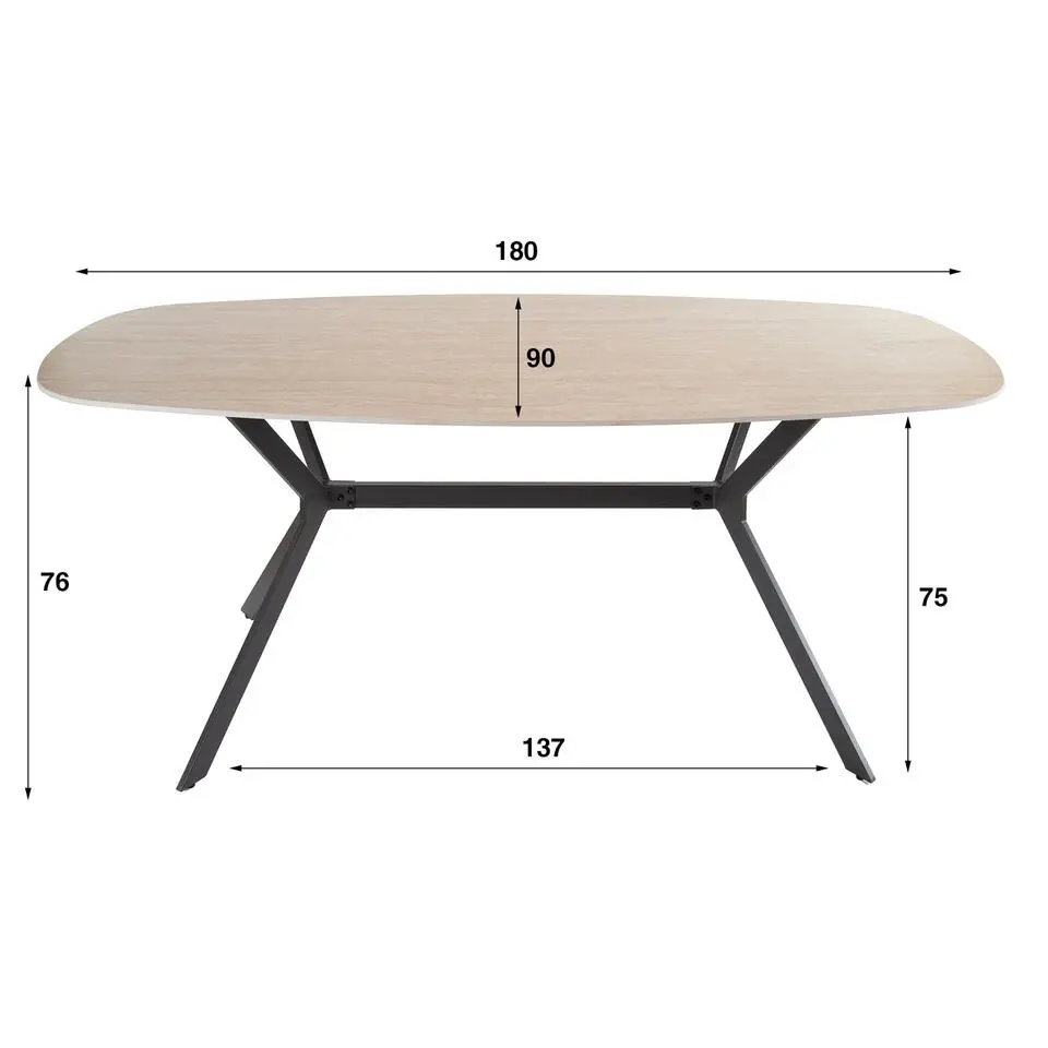 Eetkamertafel Keramiek - 180x90x76cm - Deens Ovaal - Ceramic