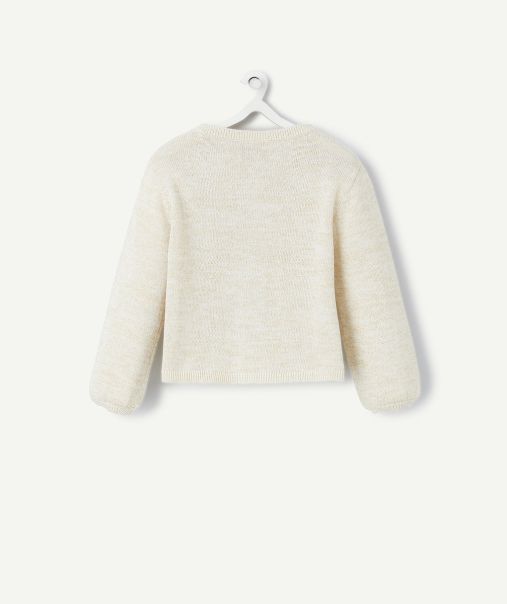 CARDIGAN BÉBÉ FILLE EN COTON BIO COULEUR DORÉE PAILLETÉ
