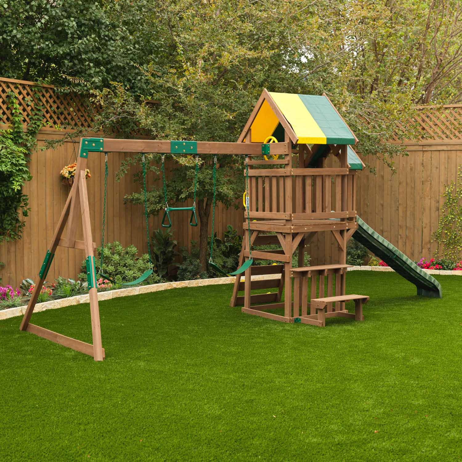 KidKraft Houten Speeltoren met Glijbaan en Schommels