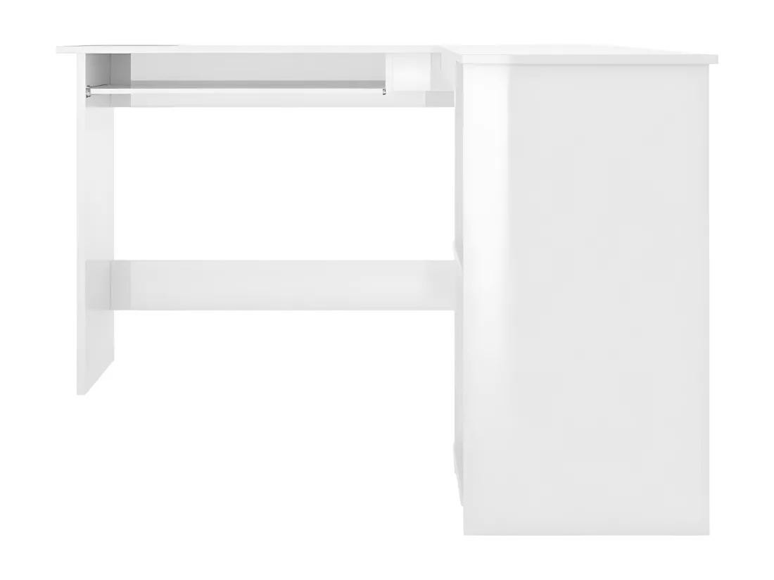 Bureau d'angle forme de L Blanc brillant 120x140x75cm Aggloméré