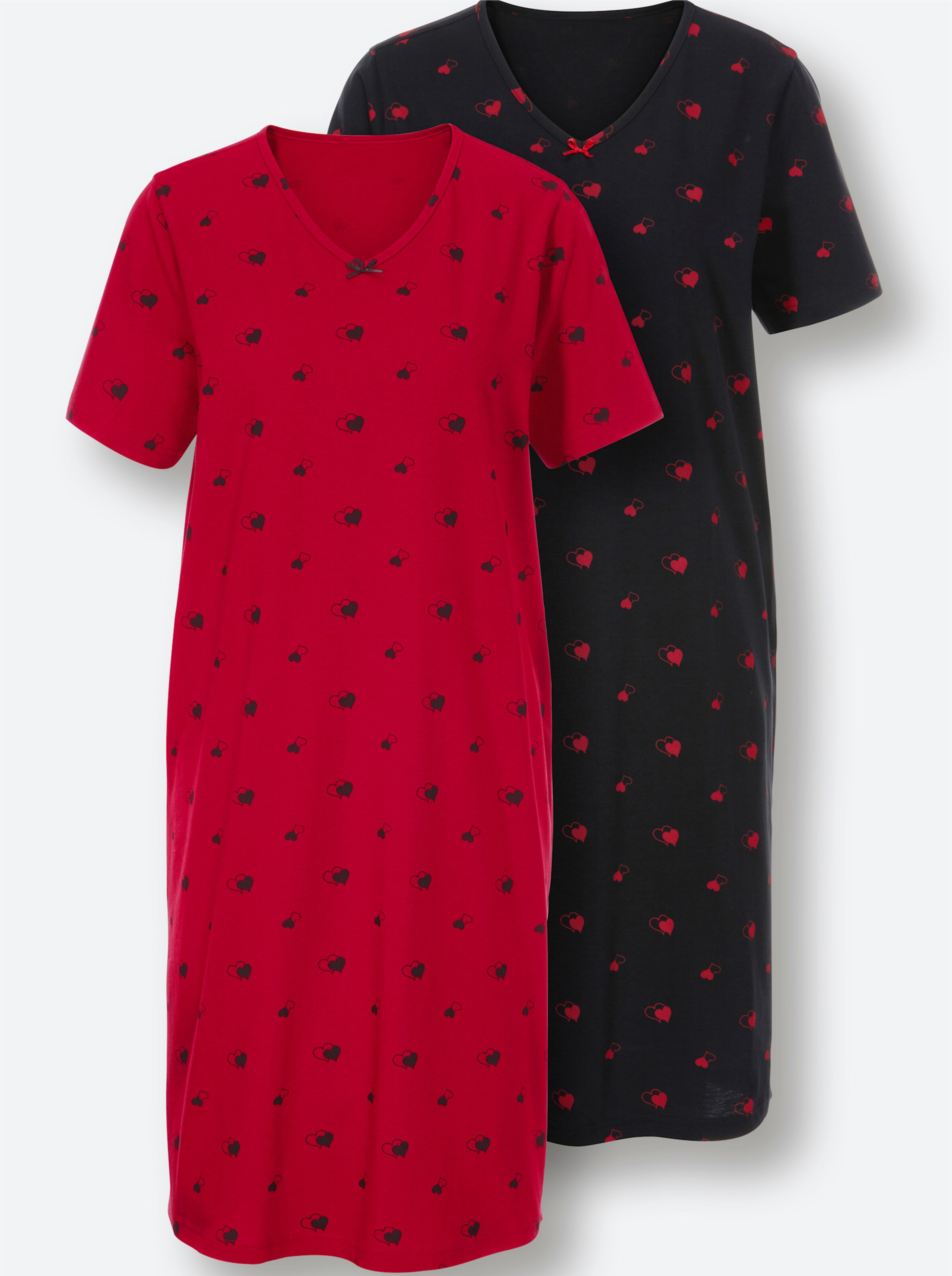 wäschepur Sleepshirts in rot + schwarz