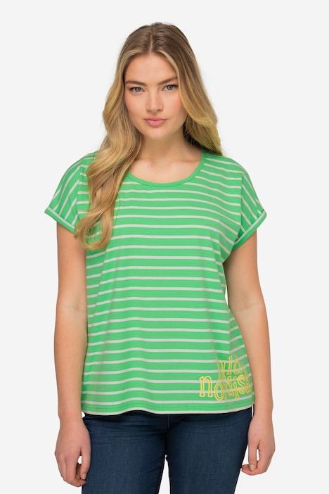 T-Shirt, oversized, Ringel, Rundhals, Halbarm