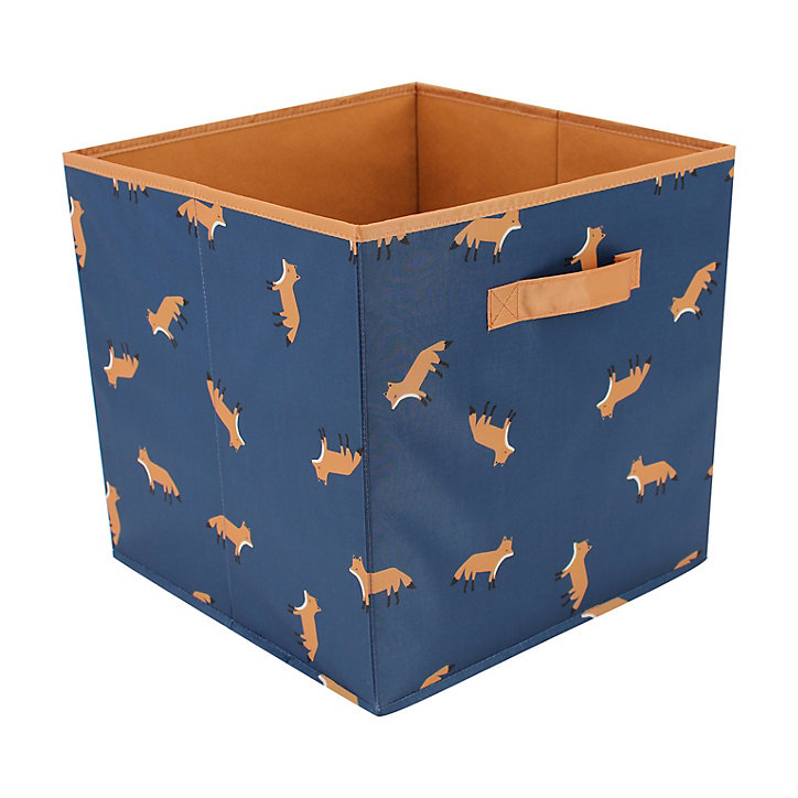 Panier de rangement pliable en cube Norasia bleu et motif renards