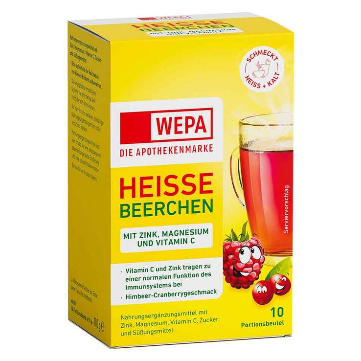 Wepa heiße Beerchen + Vitamin C + Zink + Magnesium Pulver, 10X10 g
