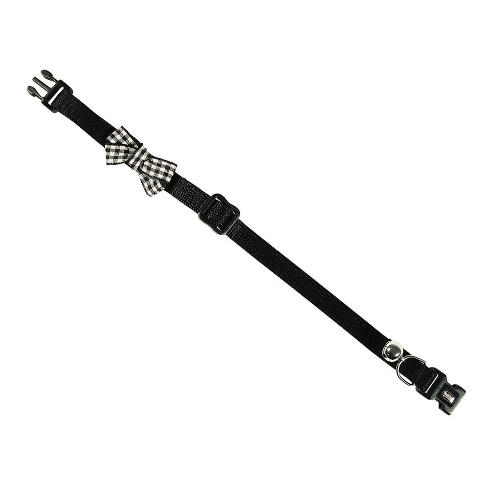 Collier chat. Loop noir avec noeud papillon. 20-30cm x 10mm.