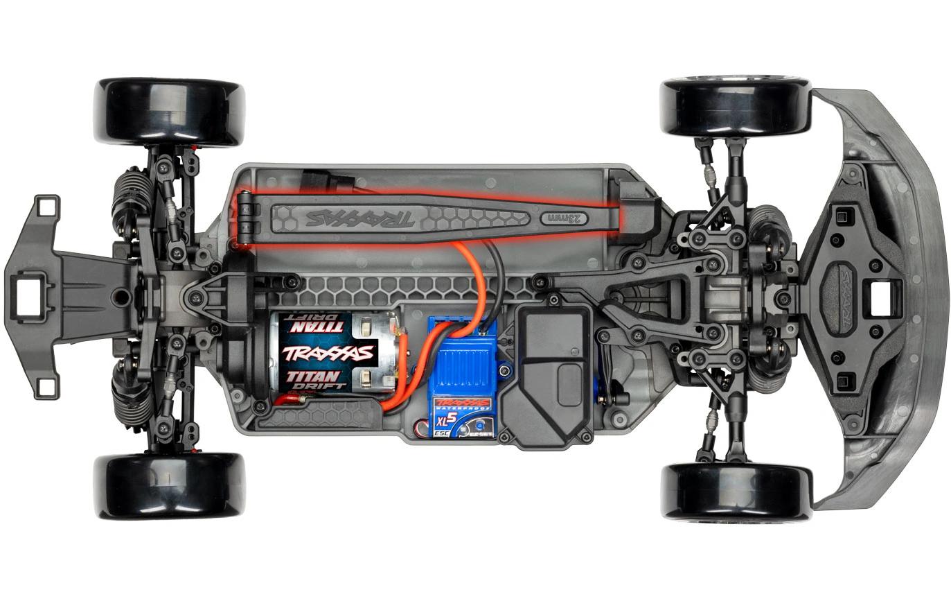 4TEC 2.0 Drift Ford Mustang, Schwarz ARTR, 1:10<br>4TEC 2.0 Chassis mit Hinterradantrieb und detailgetreuer Ford Mustang Karosserie