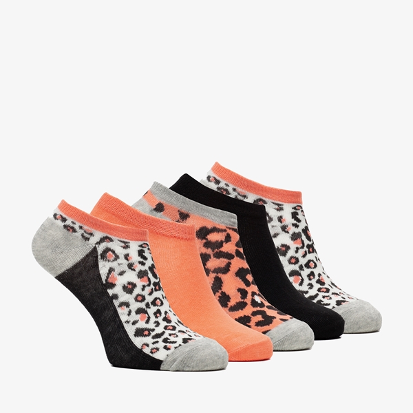5 paar meisjes sneakersokken met panterprint