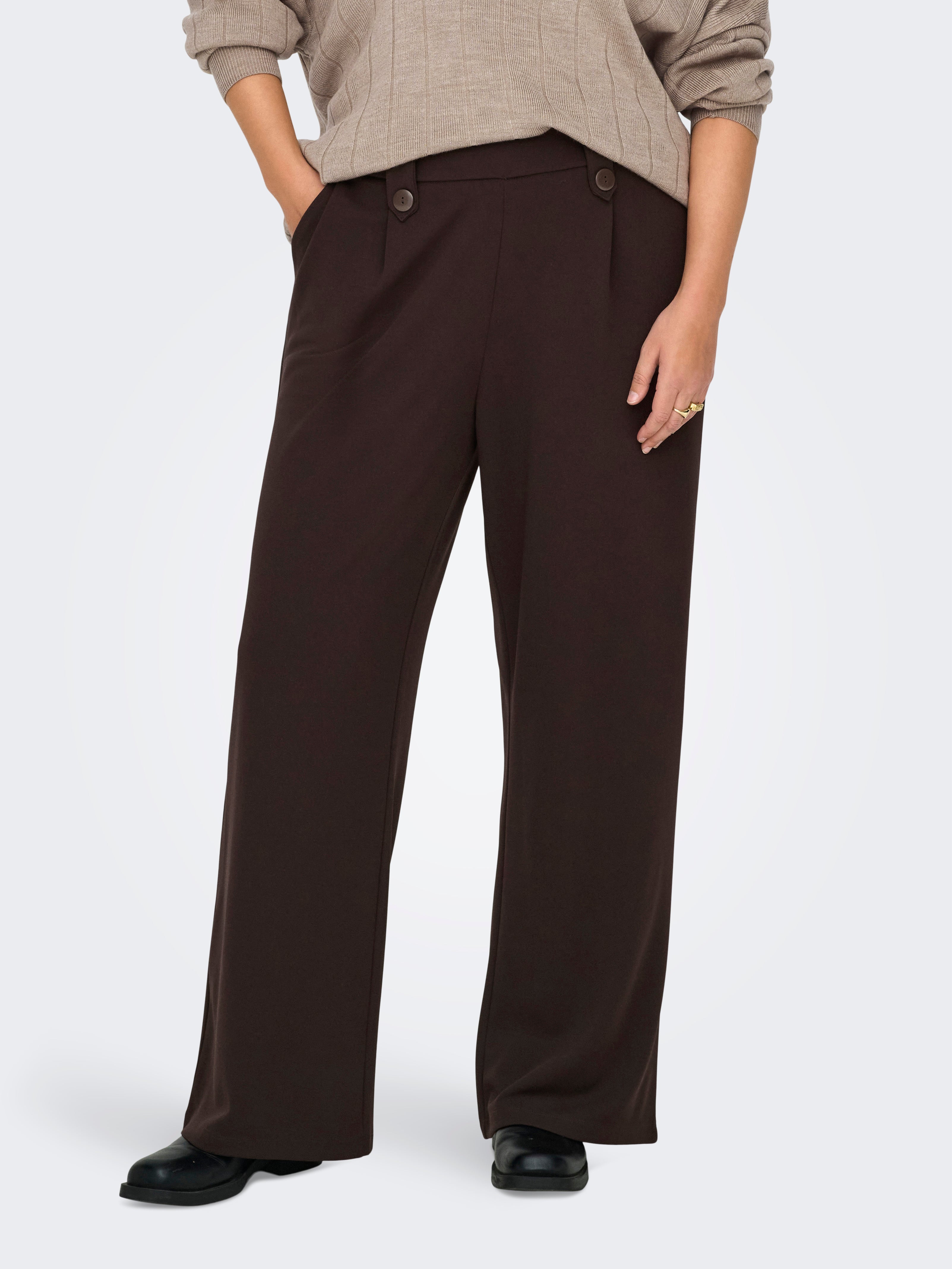 CARSANIA Normal geschnitten Hose mit weitem Beinschnitt Black Coffee