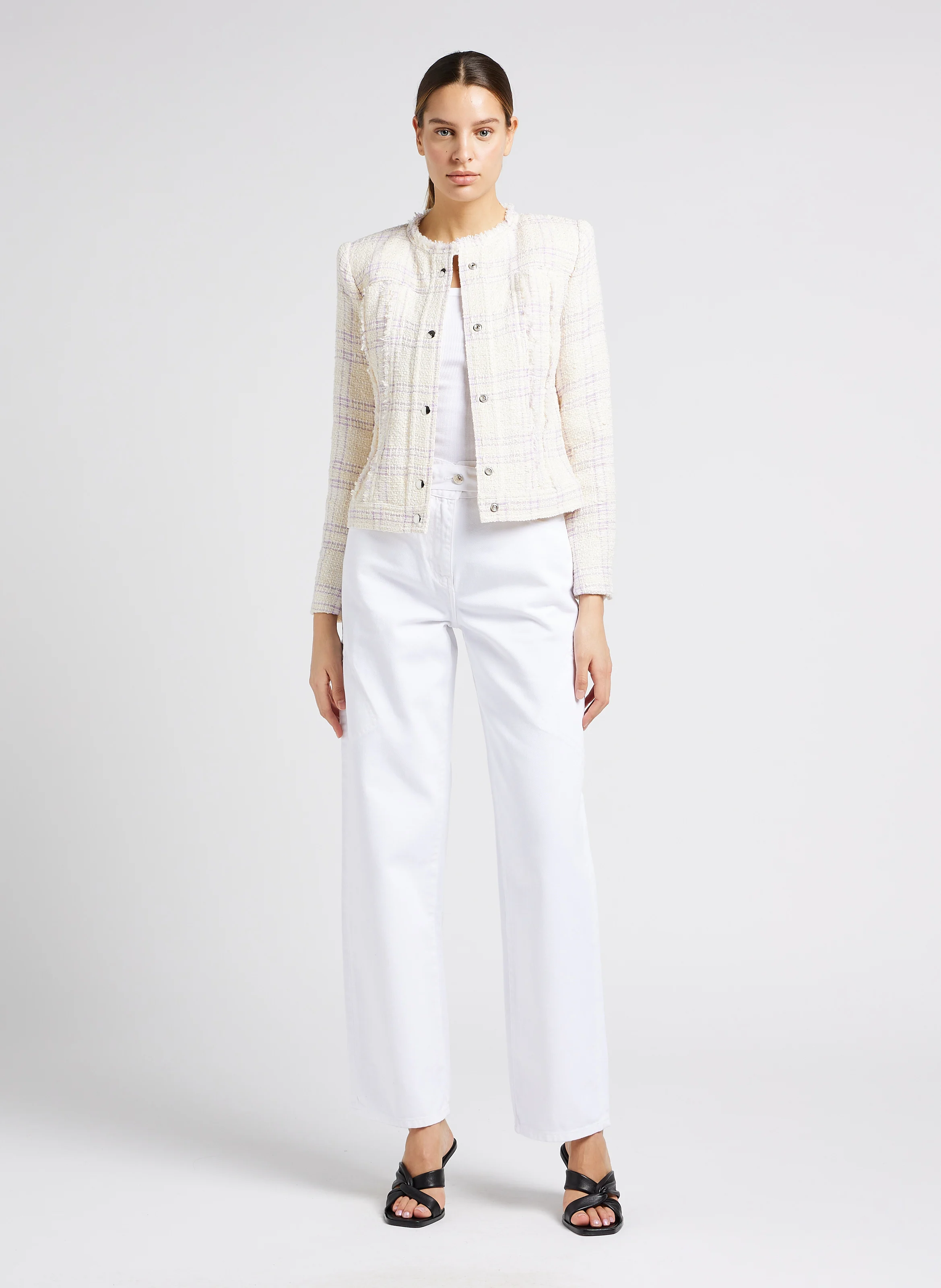 JINN - Jean flare taille haute en coton | Blanc