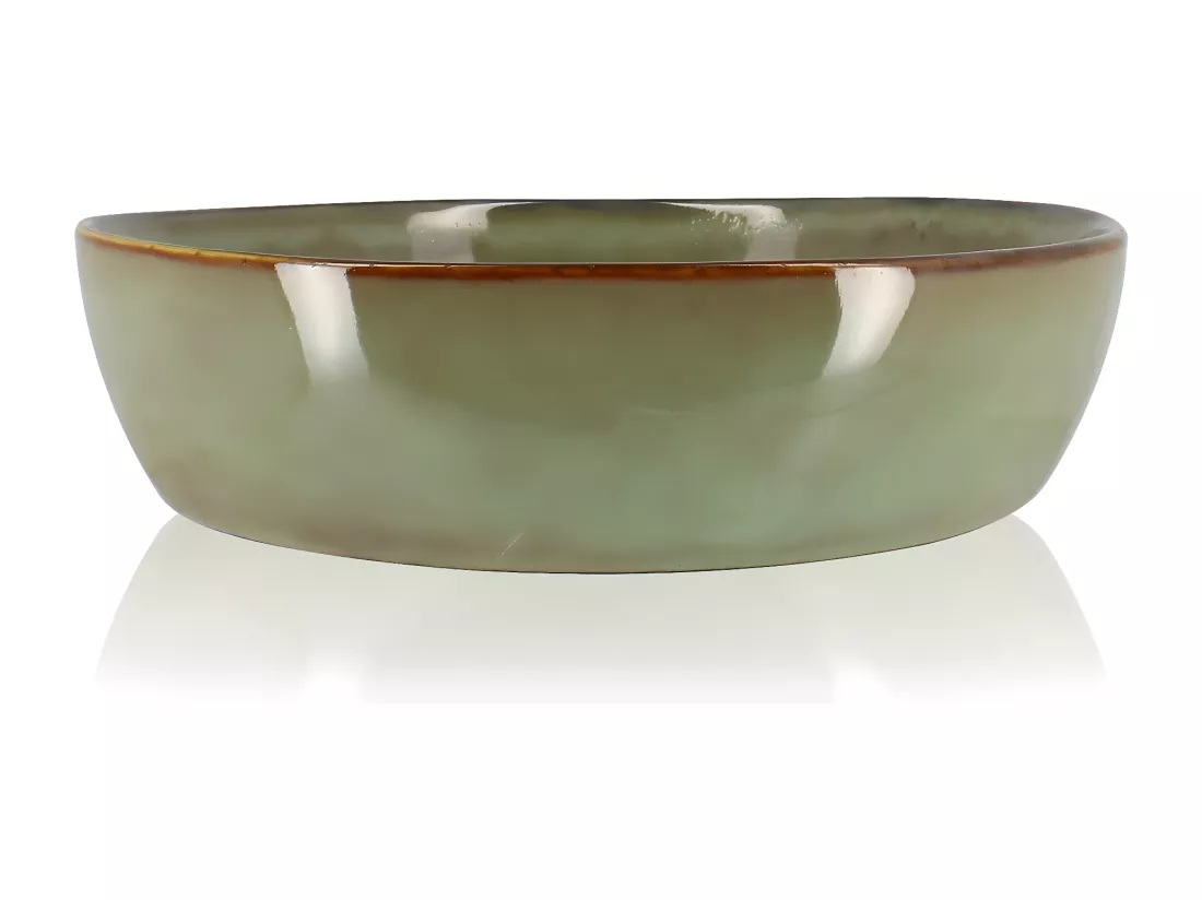 Ogo Living - Lot 6 Assiettes Coupe Barbade 20cm En Gres Vert Clair