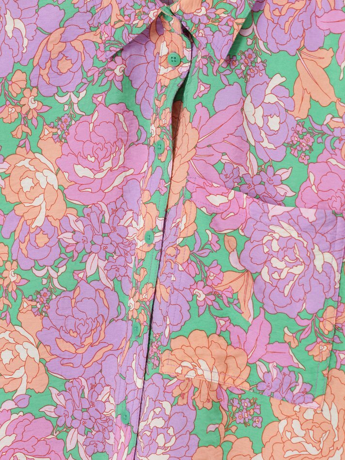 Camisa fluida de manga curta - Verde Água
