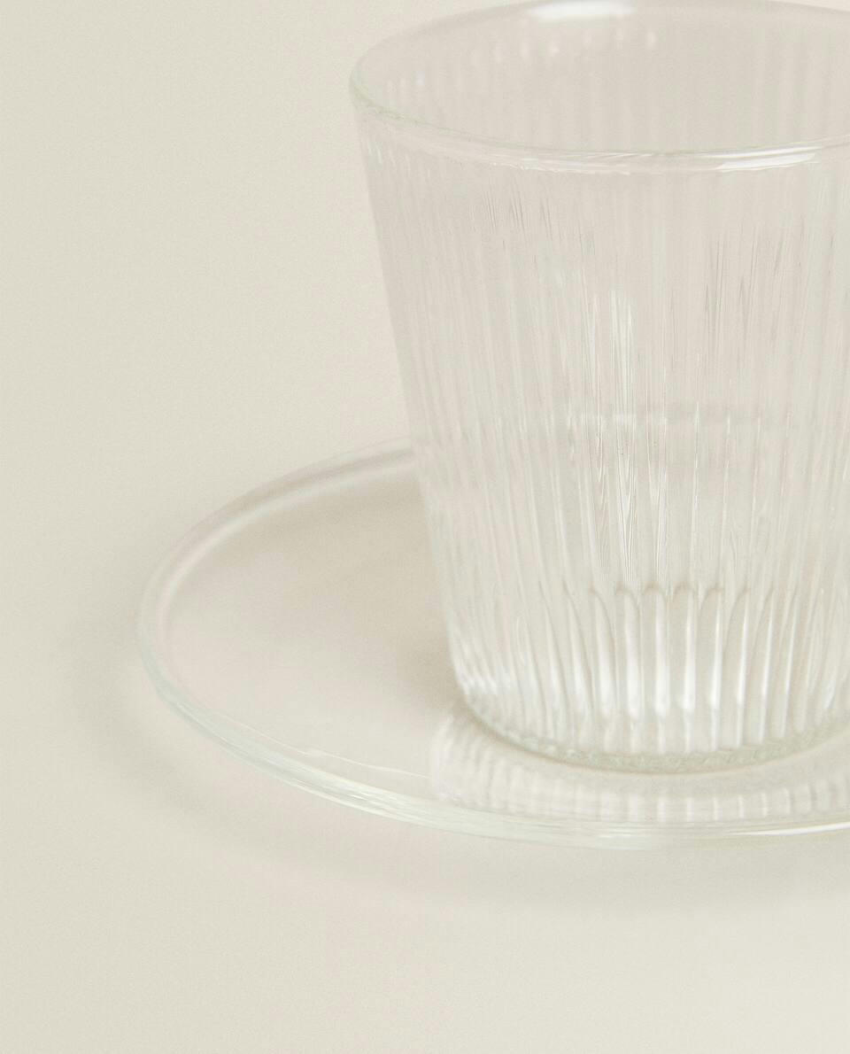 Xícara de café e pires de vidro borossilicato