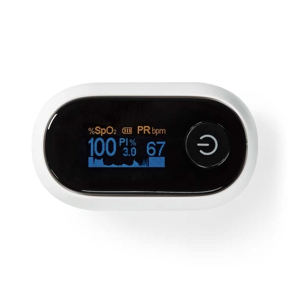 SmartLife Pulsoksymeter | Bluetooth | OLED-Skjerm | Anti-bevegelse interferens / Auditiv alarm / Oksygenmetning (SpO2) / Perfusjonsindeks / Puls / Sen