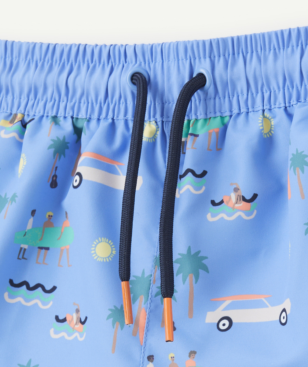 SHORT DE BAIN BÉBÉ GARÇON EN FIBRES RECYCLÉES BLEU IMPRIMÉ ÉTÉ
