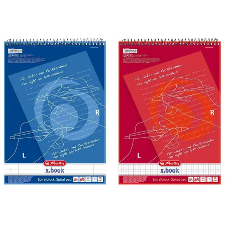 Herlitz Collegeblock DIN A4 für Rechts & Linkshänder, 2 Stück je 1x liniert + kariert