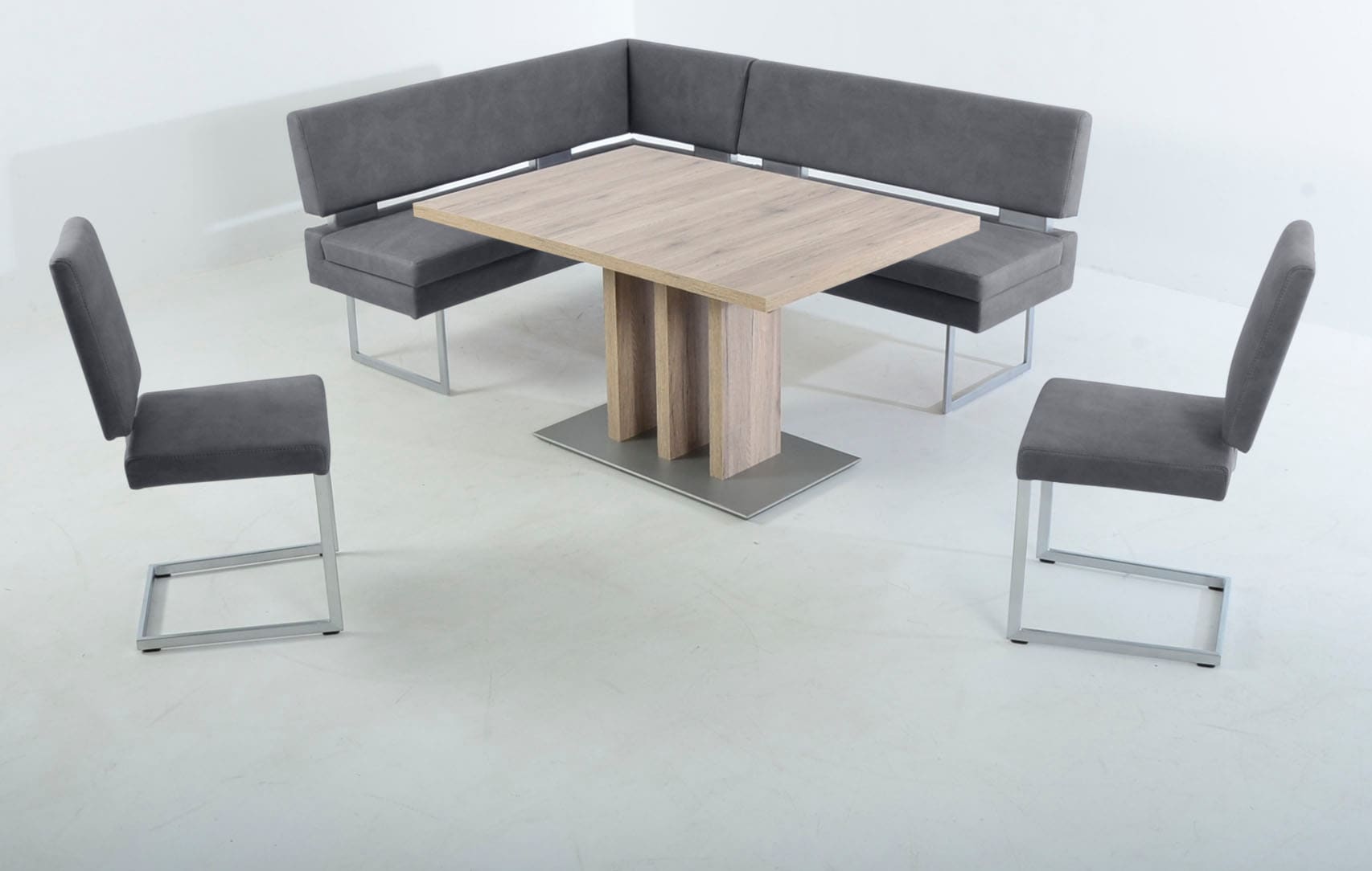 K+W Komfort & Wohnen Essgruppe 4 Stk. tlg. langer Schenkel links oder rechts, 2 Freischwinger, 1 Funktionstisch