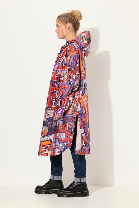 Funktions-Regencape, Unisex, Print, Kapuze