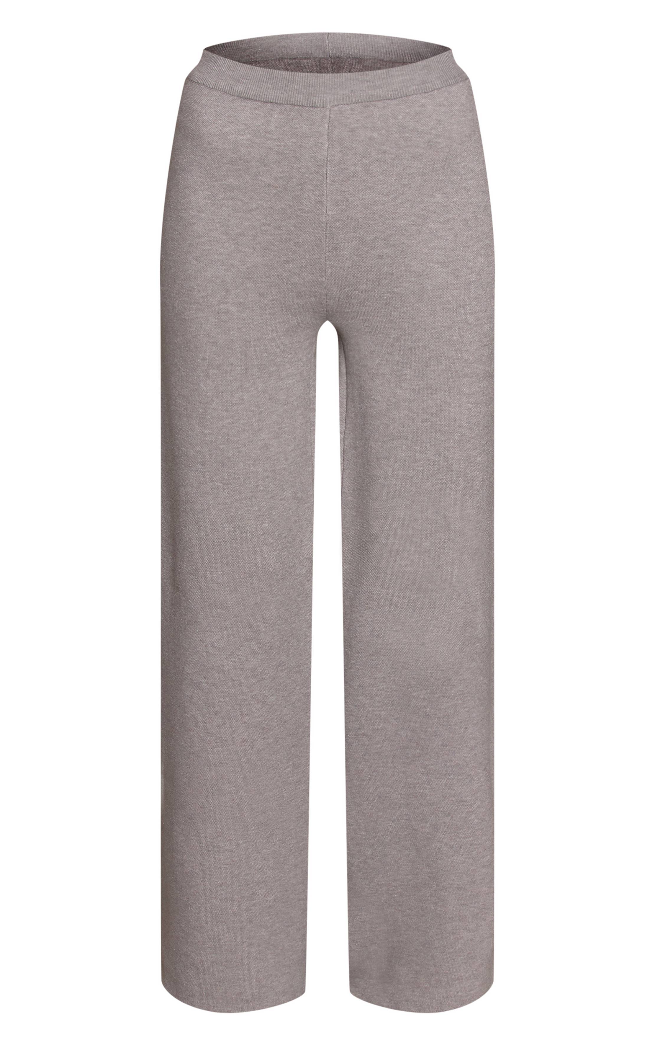 Gris Chiné Pantalon En Maille Compacte