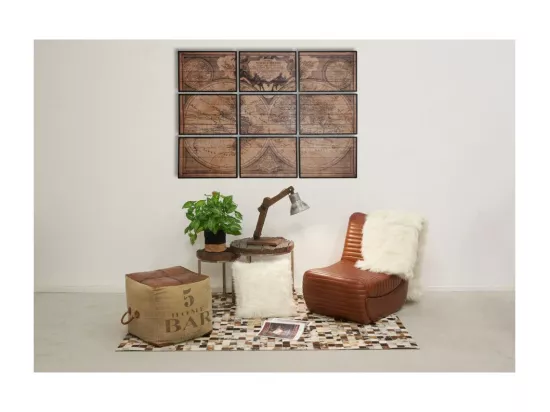 Fauteuil bas en cuir de buffle marron
