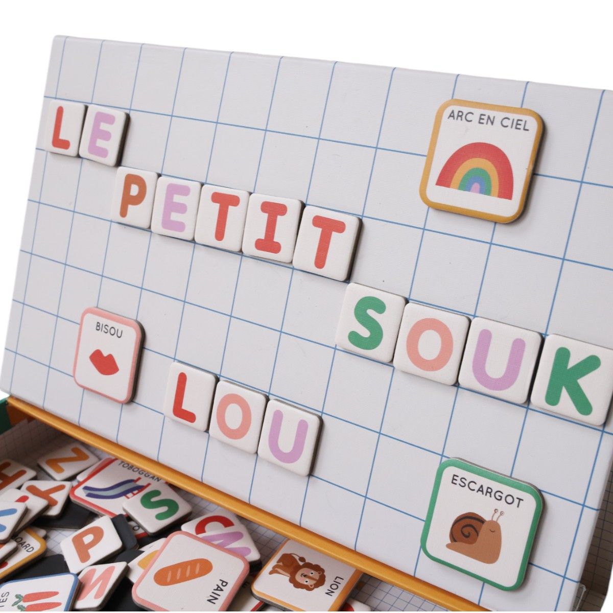 Boîte alphabet magnétique et images Mercredi et Patati