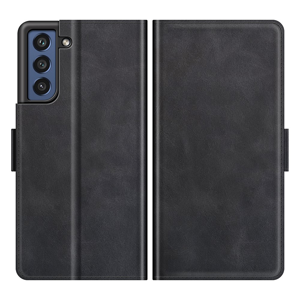 Samsung Galaxy S21 FE 5G Vintage Leder Tasche Flip Cover Fashion Design - Schwarz
