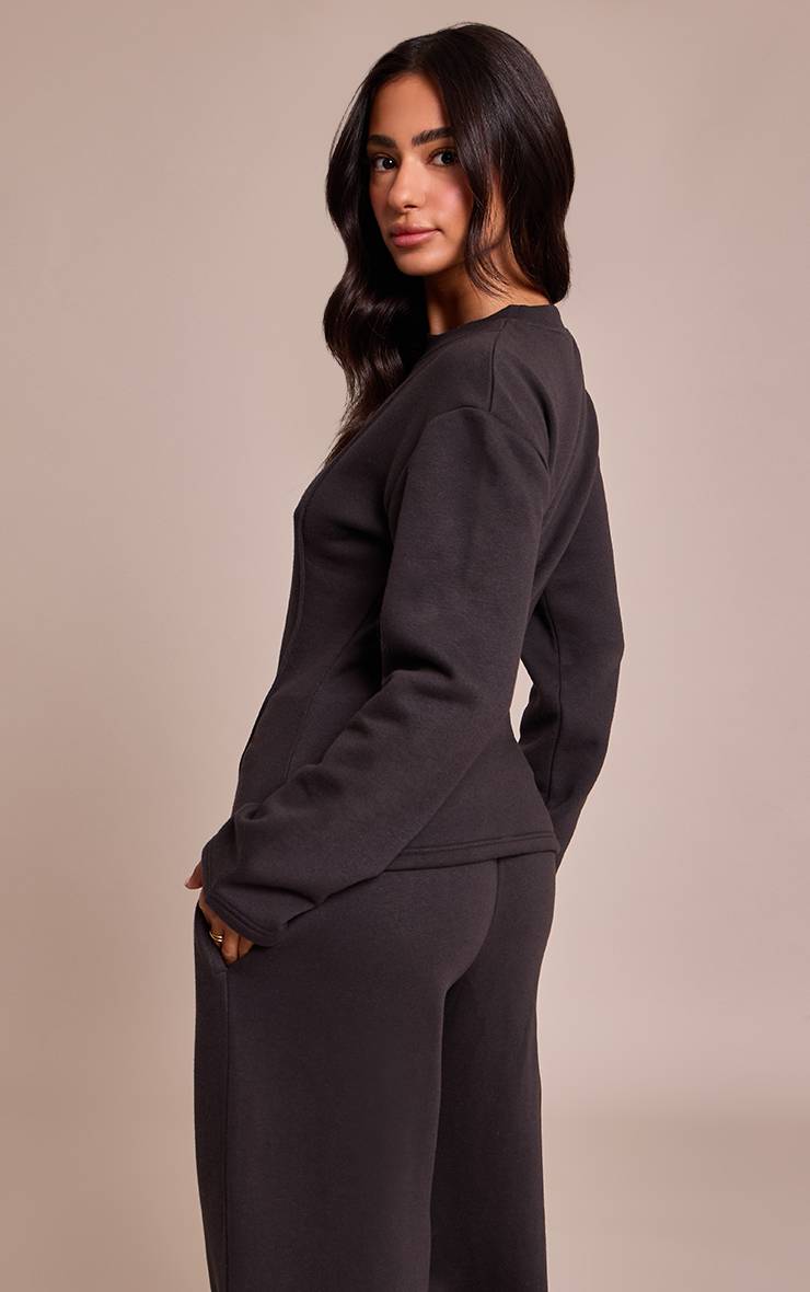 Charbon Sweat-shirt Petite À Manches Longues Avec Taille Cintrée
