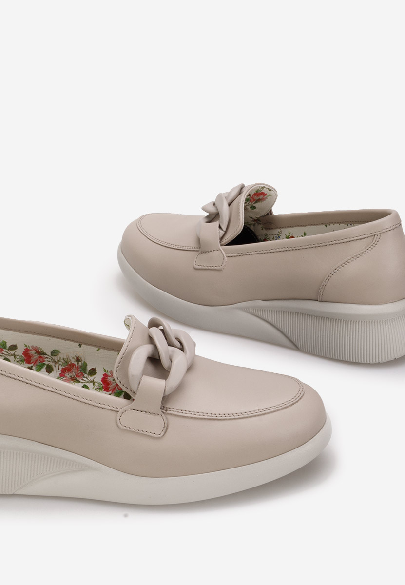 Mocassins en cuir naturel beige Leslie