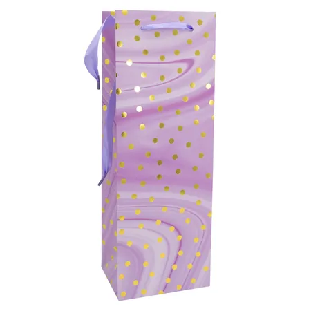 Idena Flaschentasche Dot lila 12x35x9cm FSC-Mix