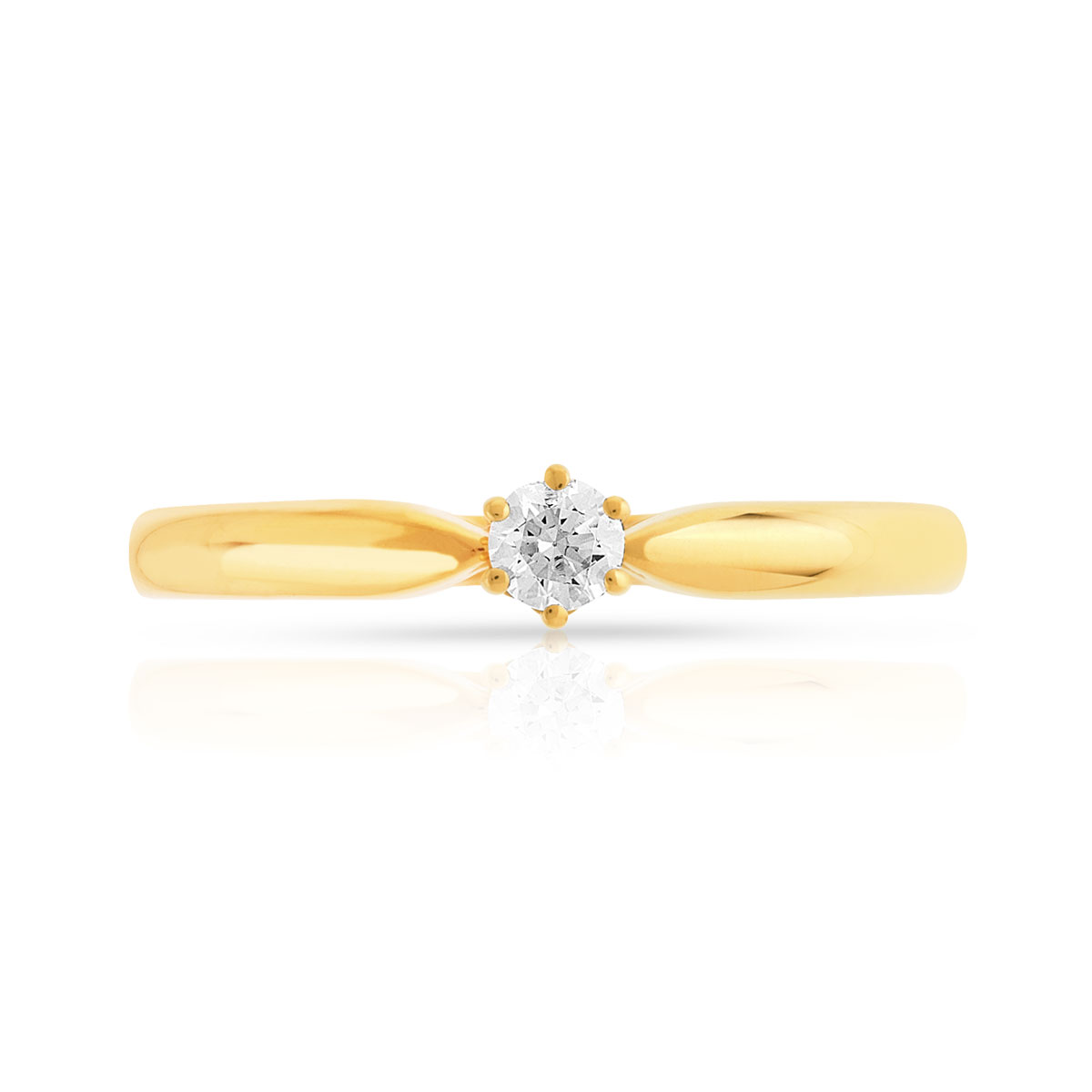 Solitaire or 750 jaune diamant synthétique 0,1 carat