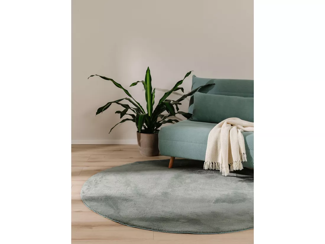 Tapis en fausse fourrure Furry Vert ø 160 cm rond