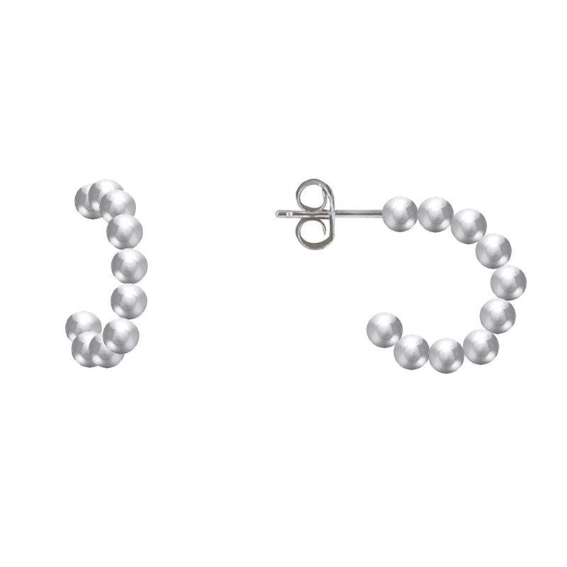 Boucles d'Oreilles Argent Demi Créoles de Billes
