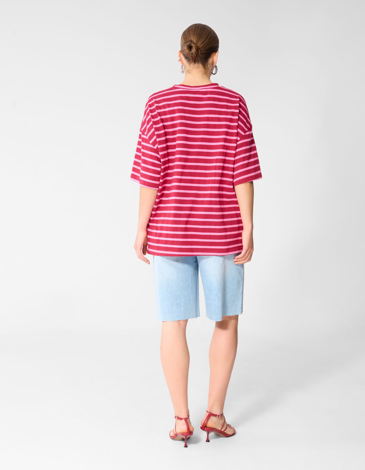 Scarf Striped T-shirt Roze/Rood